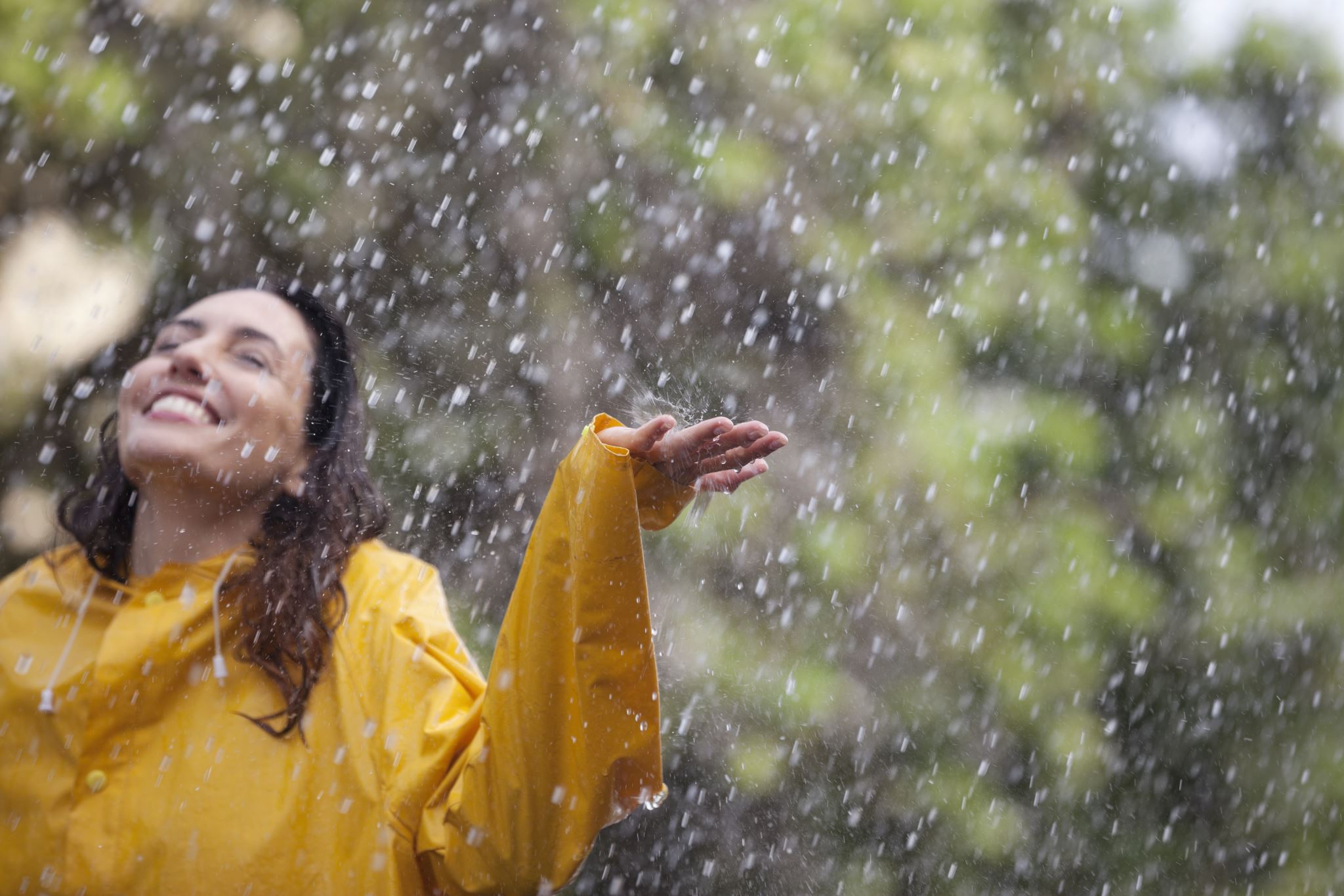 Woman in rain